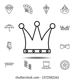 Mardi gras, crown icon. Simple thin line, outline vector element of Mardi Gras icons set for UI and UX, website or mobile application