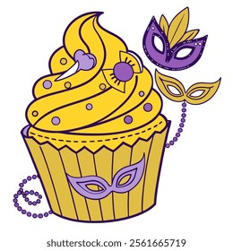 Mardi Gras Cupcakes Clipart Vector Bundle – Festive and Colorful Designs
