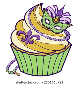 Mardi Gras Cupcakes Clipart Vector Bundle – Festive and Colorful Designs
