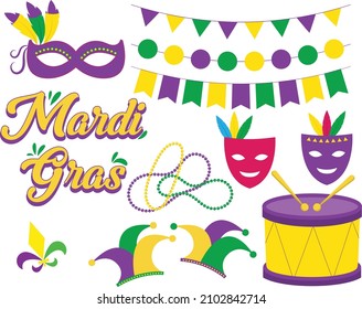 Mardi Gras decoration, mardi gras festival colorful decoration