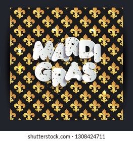 Mardi Gras decoration. Seamless pattern in gold and black