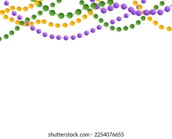 Mardi Gras decorative background with colorful traditional beads.