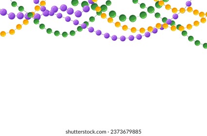 Mardi Gras decorative background with colorful traditional beads.