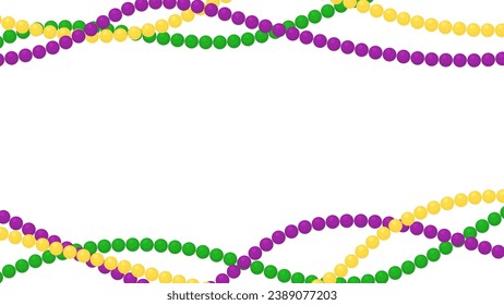Mardi Gras decorative beads background in traditional colors