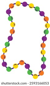 Mardi Gras Decorative Beads Necklace Hand Drawn Vector Illustration