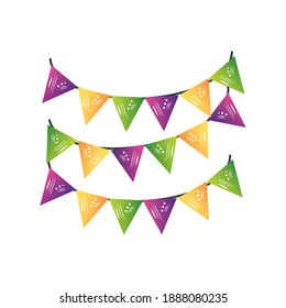 mardi gras decorative pennants event festive vector illustration