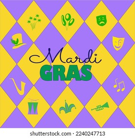 Mardi Gras design for poster, party invitation, banner or flyer