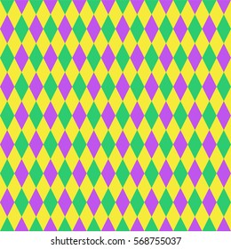 Mardi Gras Diamond Seamless Pattern. Vector