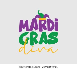 Mardi Gras Diva, Mardi Gras Design Idea, Retro Mardi Gras T-shirt - Fat Tuesday Carnival t shirt design