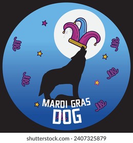 MARDI GRAS DOG T-SHIRT DESIGN, BEAUTIFUL VECTOR