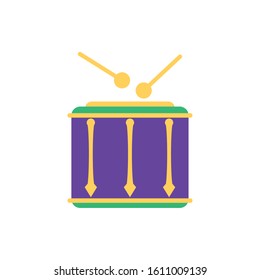 Mardi gras drum design, Party carnival decoration celebration festival holiday fun new orleans and traditional theme Vector illustration