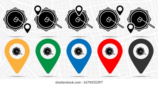 Mardi gras, drum icon in location set. Simple glyph, flat illustration element of mardi gras theme icons