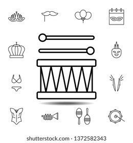 Mardi gras, drum icon. Simple thin line, outline vector element of Mardi Gras icons set for UI and UX, website or mobile application