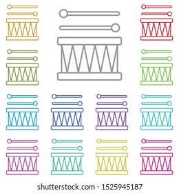 Mardi gras, drum multi color icon. Simple thin line, outline vector of Mardi Gras icons for UI and UX, website or mobile application