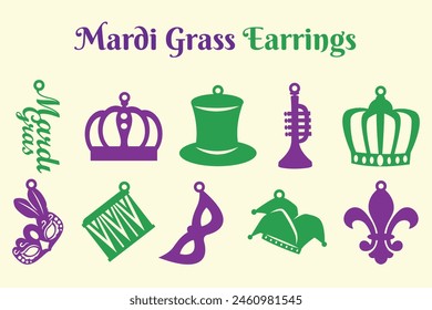 Mardi Gras Earrings Cut File