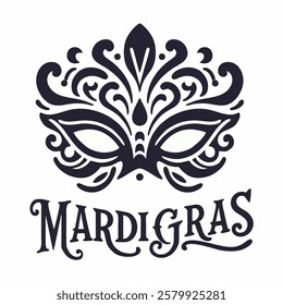 Mardi Gras. Elegant mask with decorative ornaments. Icon, clipart for website, holiday, travel, festival application. Mardi Gras party invitation. Vector flat illustration.