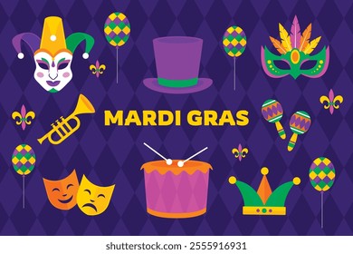 Mardi Gras Element Background Vector Illustration By LycoLucky