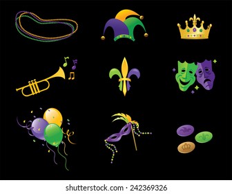 Mardi gras beads symbols Royalty Free Vector Image