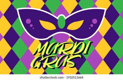 Mardi Gras or Fat Tuesday, Carnival celebration, beginning on or after the Christian feasts of the Epiphany (Three Kings Day) and culminating on the day before Ash Wednesday.Holiday poster.EPS10