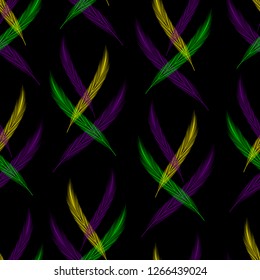 Mardi gras. Fat Tuesday. Template for invitation ticket banner. Colored feathers. Seamless pattern