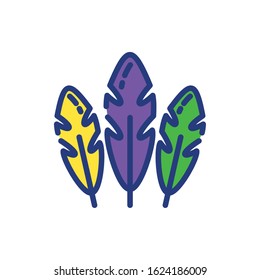 Mardi gras feathers design, Party carnival decoration celebration festival holiday fun new orleans and traditional theme Vector illustration