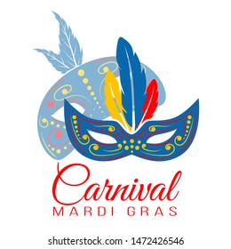 Mardi gras and festival logo concept. Vector carnival mask illustration.