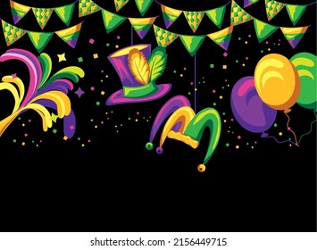 mardi gras festive decoration dark background