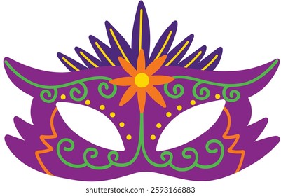 Mardi Gras Festive Mask Hand Drawn Vector Illustration