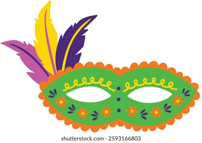 Mardi Gras Festive Masquerade Mask Hand Drawn Vector Illustration