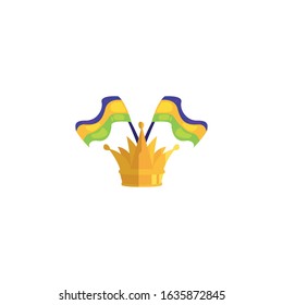 Mardi gras flag and crown design, Party carnival decoration celebration festival holiday fun new orleans and traditional theme Vector illustration