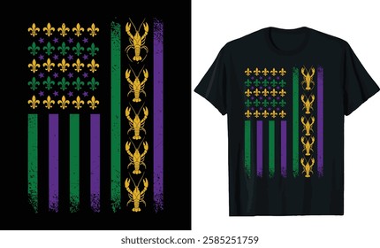 Mardi Gras Flag T-Shirt Design