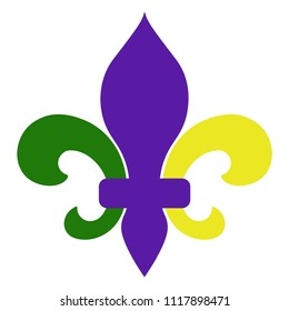 Mardi Gras Fleur De Lis - Fleur de lis design in Mardi Gras colors of yellow, green, and purple isolated on white background