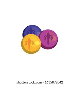 Mardi gras fleur de lis spheres design, Party carnival decoration celebration festival holiday fun new orleans and traditional theme Vector illustration