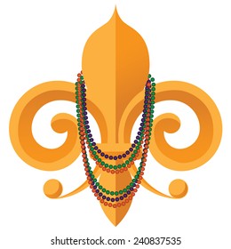 Mardi Gras Fleur de lis with beads EPS 10 vector stock illustration