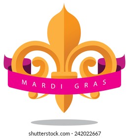 Mardi Gras Fleur de lis with ribbon EPS 10 vector stock illustration