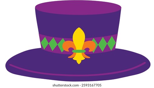 Mardi Gras Fleur De Lis Hat Hand Drawn Vector Illustration