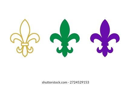 Vector Mardi Gras Fleur-de-Lis en oro púrpura y verde