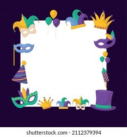 mardi gras frame with items