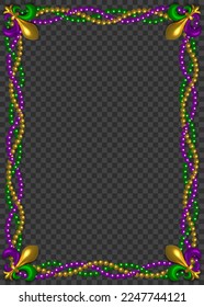 mardi gras frame with pearls and lilies