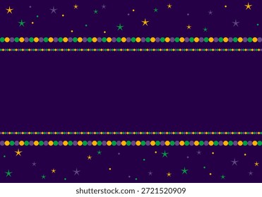 Mardi Gras Rahmen. Vektor Mardi Gras Karneval Hintergrund mit Perlen. Einladungsvorlage und Ort für Text