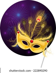 Mardi gras gold mask decorative illustration