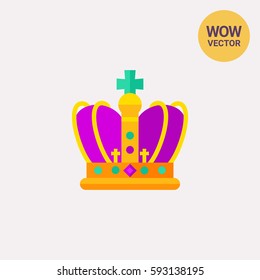Mardi Gras golden and purple crown icon