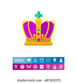 Mardi Gras golden and purple crown icon