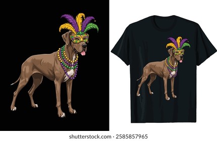 Mardi Gras Great Dane T-Shirt Design