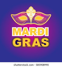 mardi gras greeting card, party invitation, banner or flyer. Vector Illustration.