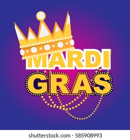 mardi gras greeting card, party invitation, banner or flyer. Vector Illustration.