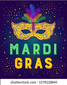 mardi gras gretting card. Mask