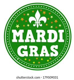 Mardi gras grunge rubber stamp on white, vector illustration