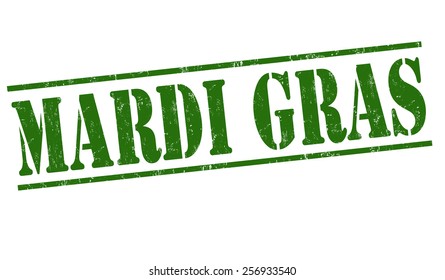 Mardi Gras grunge rubber stamp on white, vector illustration