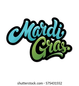 Mardi Gras hand drawn lettering design vector illustration. Fat Tuesday. Perfect for advertising, poster, announcement, invitation, party, greeting card, bar, restaurant, menu. 